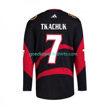 Ottawa Senators Tkachuk 7 Adidas 2022-2023 Reverse Retro Zwart Authentic Shirt - Mannen